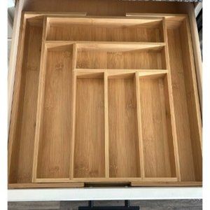 Kitchen Expandable Bamboo Drawer Organizer for Kitchen Utensils, Flatware
